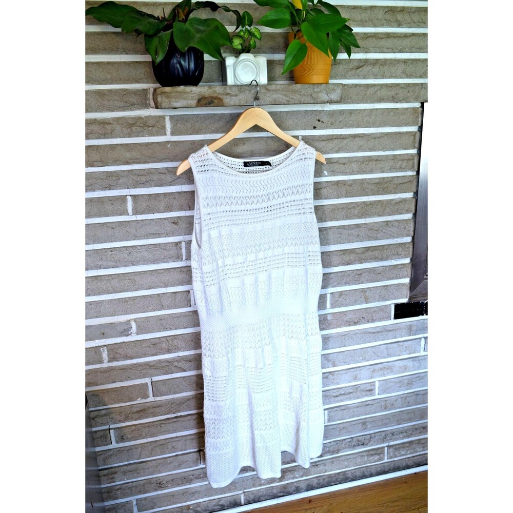 Lauren RALPH LAUREN WHITE  DRESS SZ XL Sweater sleeveless cotton